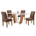 Miniatura Conjunto Sala de Jantar Mesa Tampo Dakota Plus Vidro 120x80cm com 4 Cadeiras Luisa Cel Móveis Cinamomo/Off White/Suede Animale