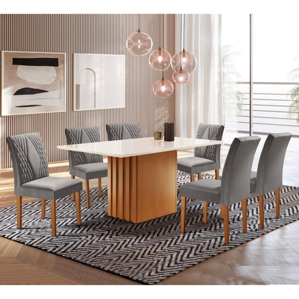 Conjunto Sala de Jantar Mesa e 6 Cadeiras Kate Espresso Móveis