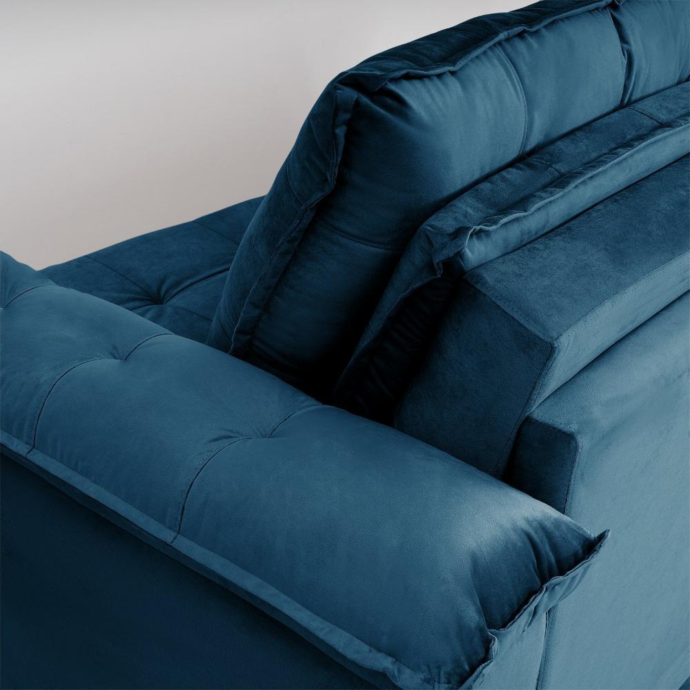 Sofá Cama Palmeira 3 Lugares Retrátil Reclinável 2,20m Veludo com Molas CabeCasa MadeiraMadeira Azul