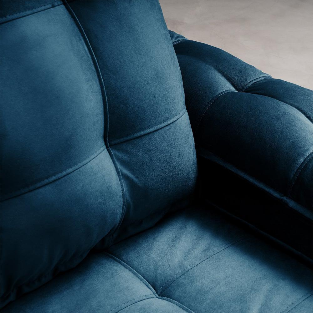 Sofá Cama Palmeira 3 Lugares Retrátil Reclinável 2,20m Veludo com Molas CabeCasa MadeiraMadeira Azul