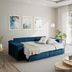 Miniatura Sofá Cama Palmeira 3 Lugares Retrátil Reclinável 2,20m Veludo com Molas CabeCasa MadeiraMadeira Azul