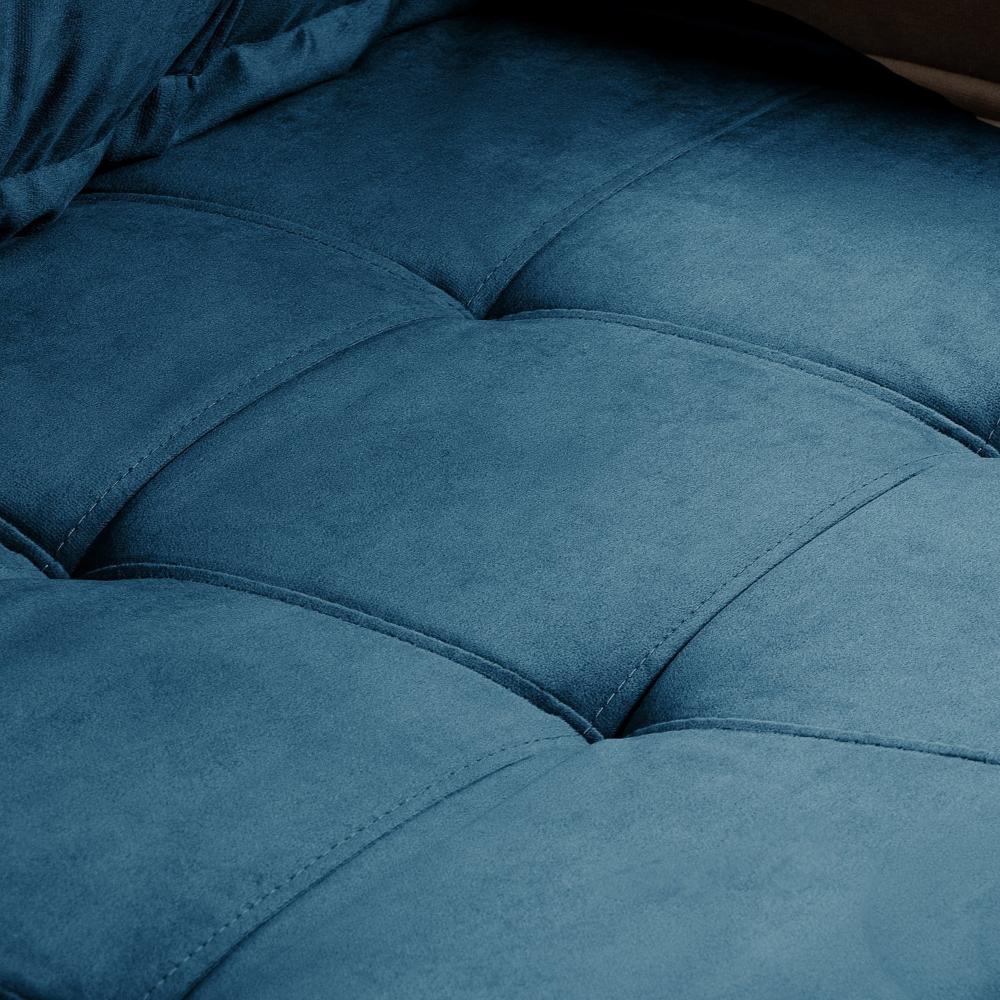 Sofá Cama Palmeira 3 Lugares Retrátil Reclinável 2,20m Veludo com Molas CabeCasa MadeiraMadeira Azul