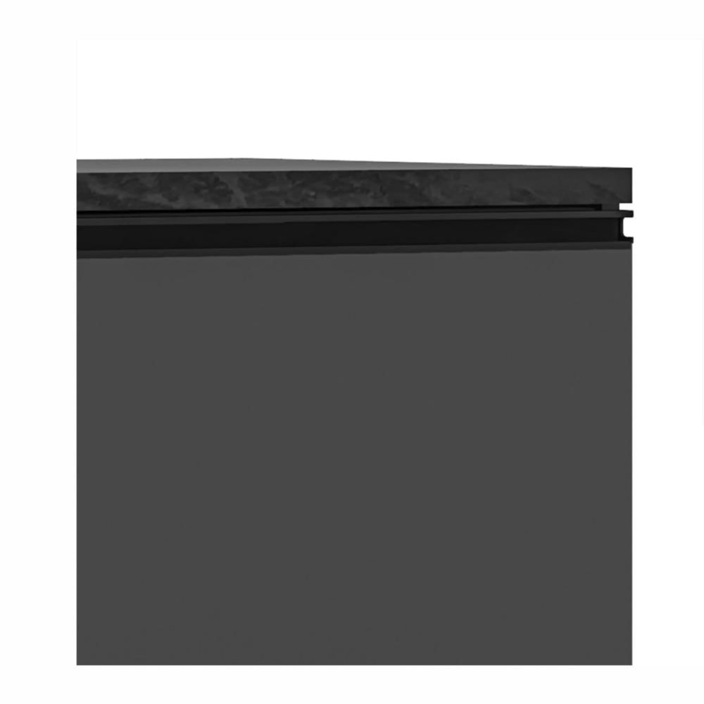 Cozinha Modulada Completa 7 Peças 7 Portas 4 Gavetas com Balcão para Cooktop Etna Poliman Móveis Grafite