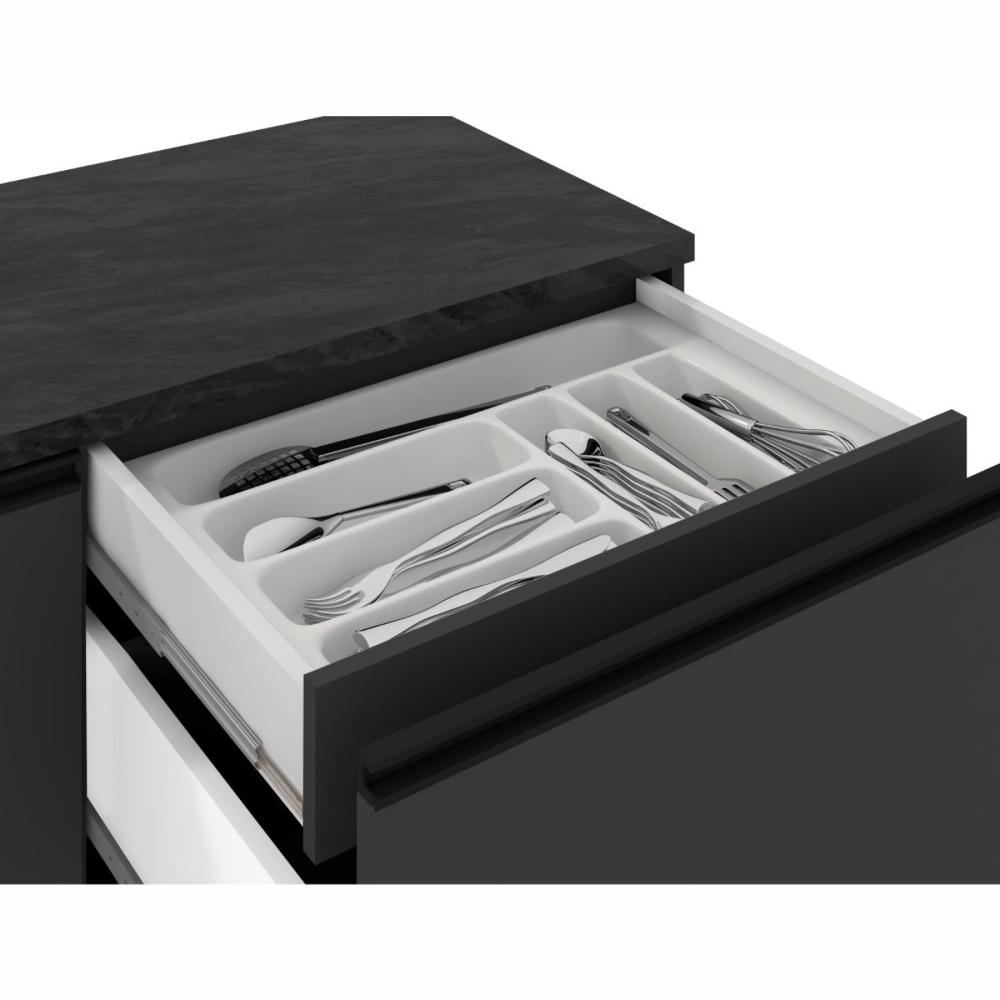 Cozinha Modulada Completa 7 Peças 7 Portas 4 Gavetas com Balcão para Cooktop Etna Poliman Móveis Grafite