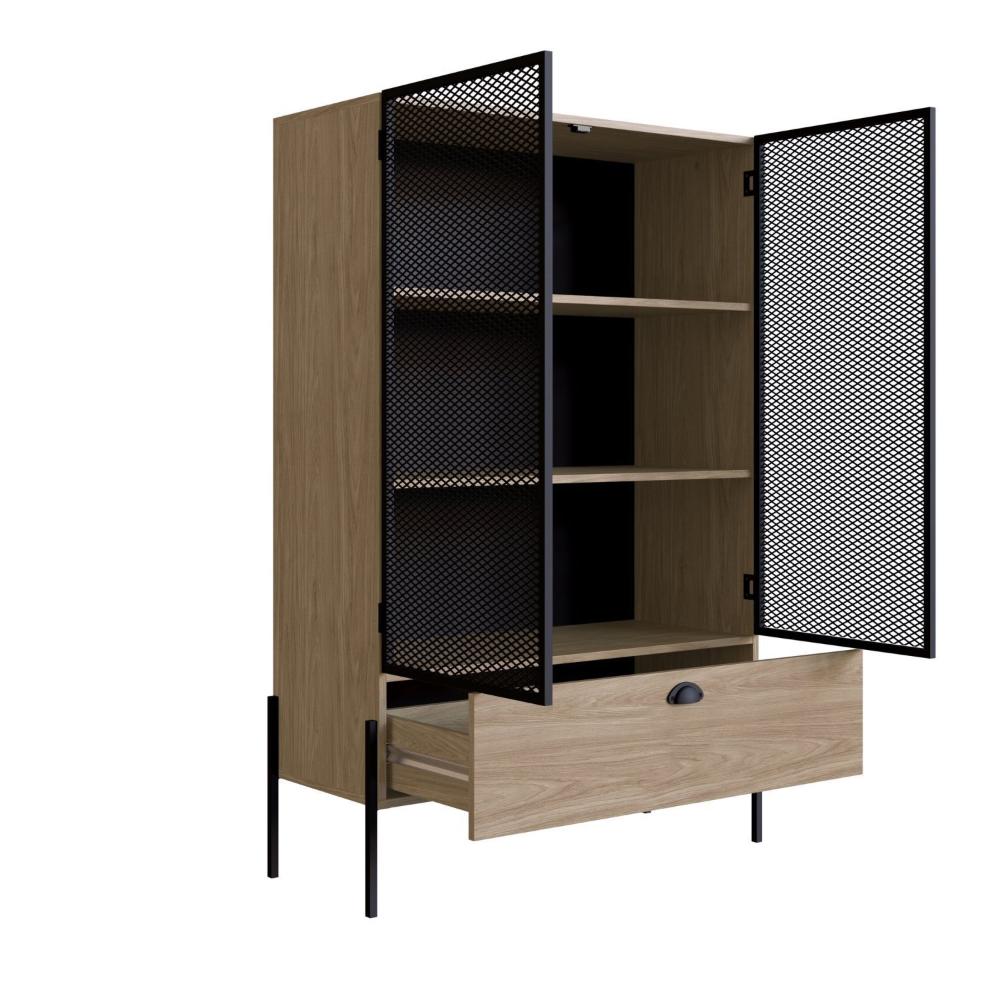 Cristaleira Industrial 2 Portas 1 Gaveta 93cm York Artesano Hanover/Preto