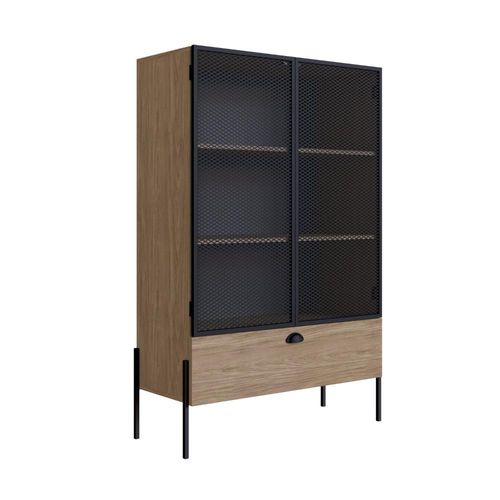 Cristaleira Industrial 2 Portas 1 Gaveta 93cm York Artesano Hanover/Preto