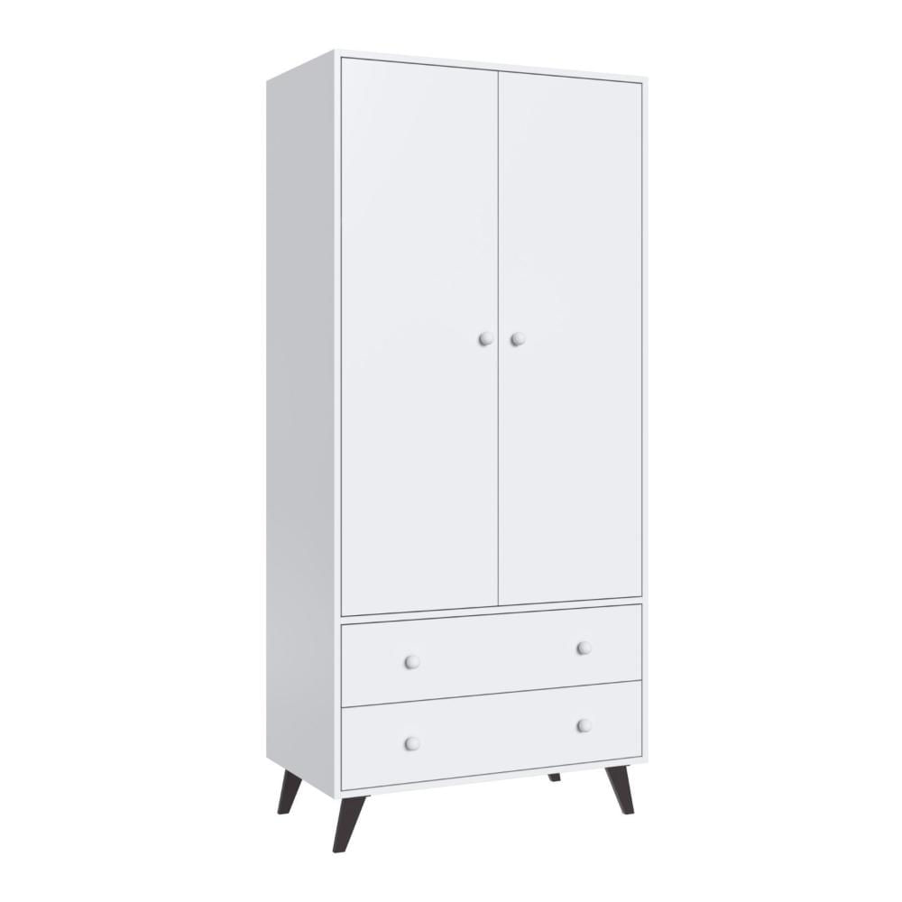 Quarto de Bebê Completo Berço com Roupeiro 2 Portas 2 Gavetas Estrela Móveis Percasa Branco
