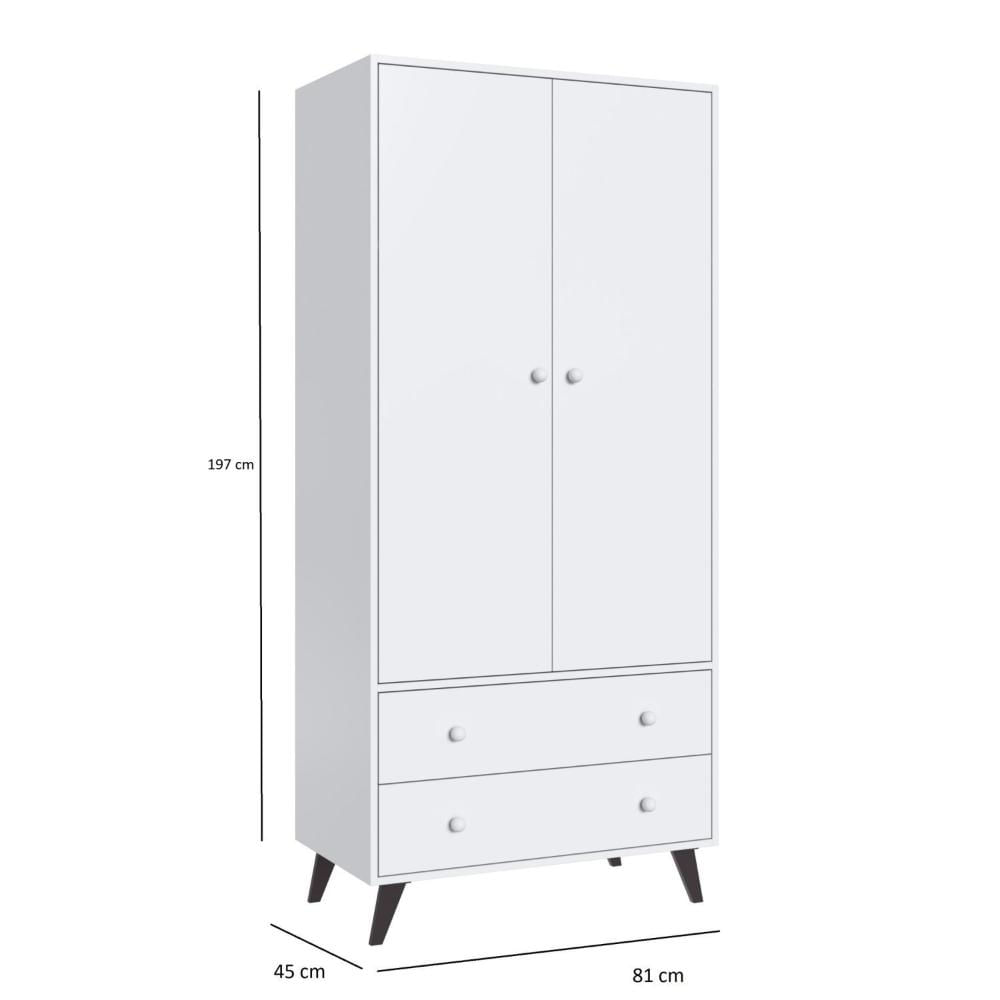 Quarto de Bebê Completo Berço com Roupeiro 2 Portas 2 Gavetas Estrela Móveis Percasa Branco