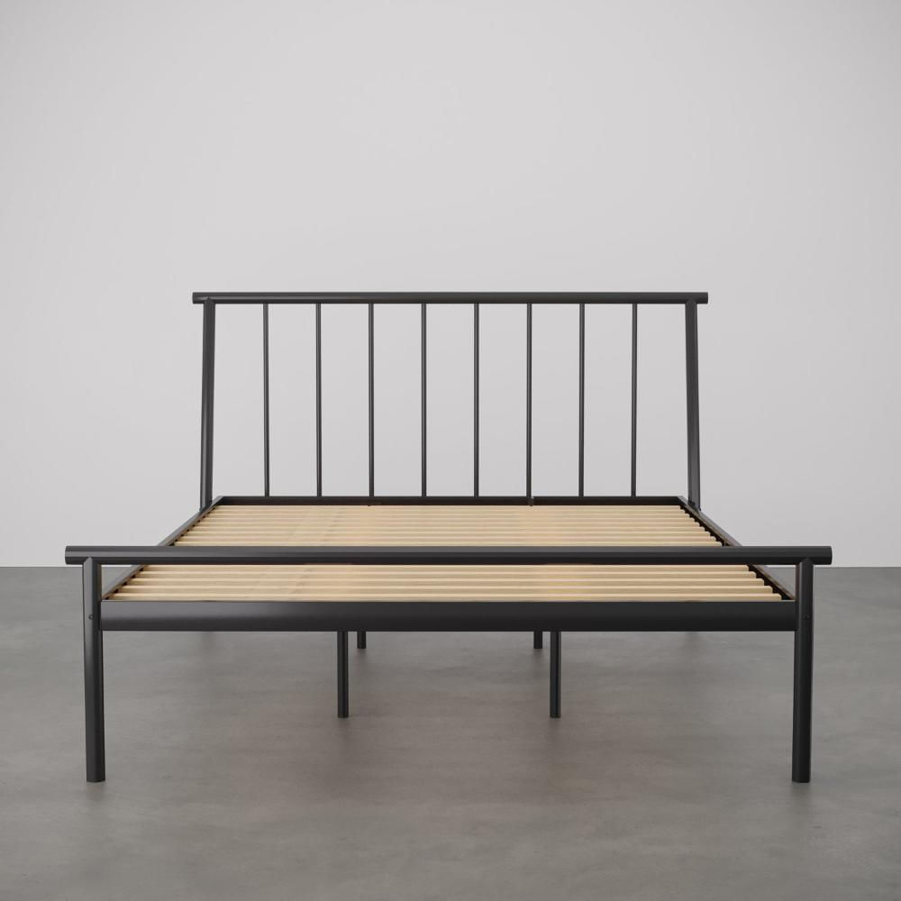 Cama Casal em Aço Begônia CabeCasa MadeiraMadeira Cinza grafite