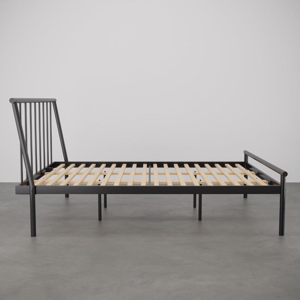 Cama Casal em Aço Begônia CabeCasa MadeiraMadeira Cinza grafite