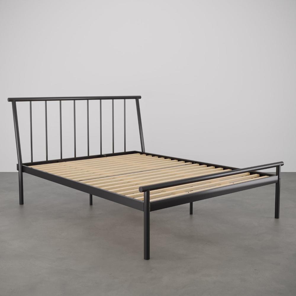 Cama Casal em Aço Begônia CabeCasa MadeiraMadeira Cinza grafite
