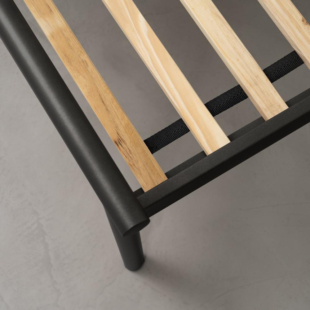 Cama Casal em Aço Begônia CabeCasa MadeiraMadeira Cinza grafite