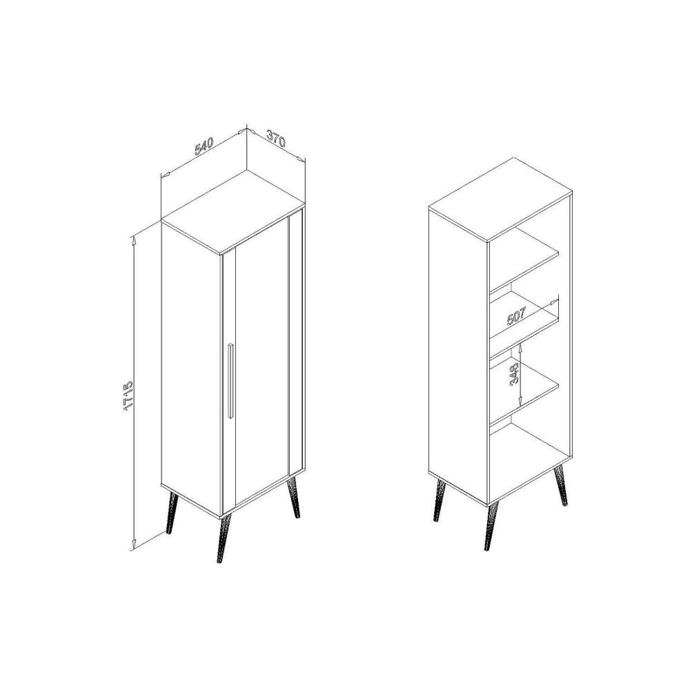 Cristaleira 1 Porta Retrô RT 3148 Movelbento Branco