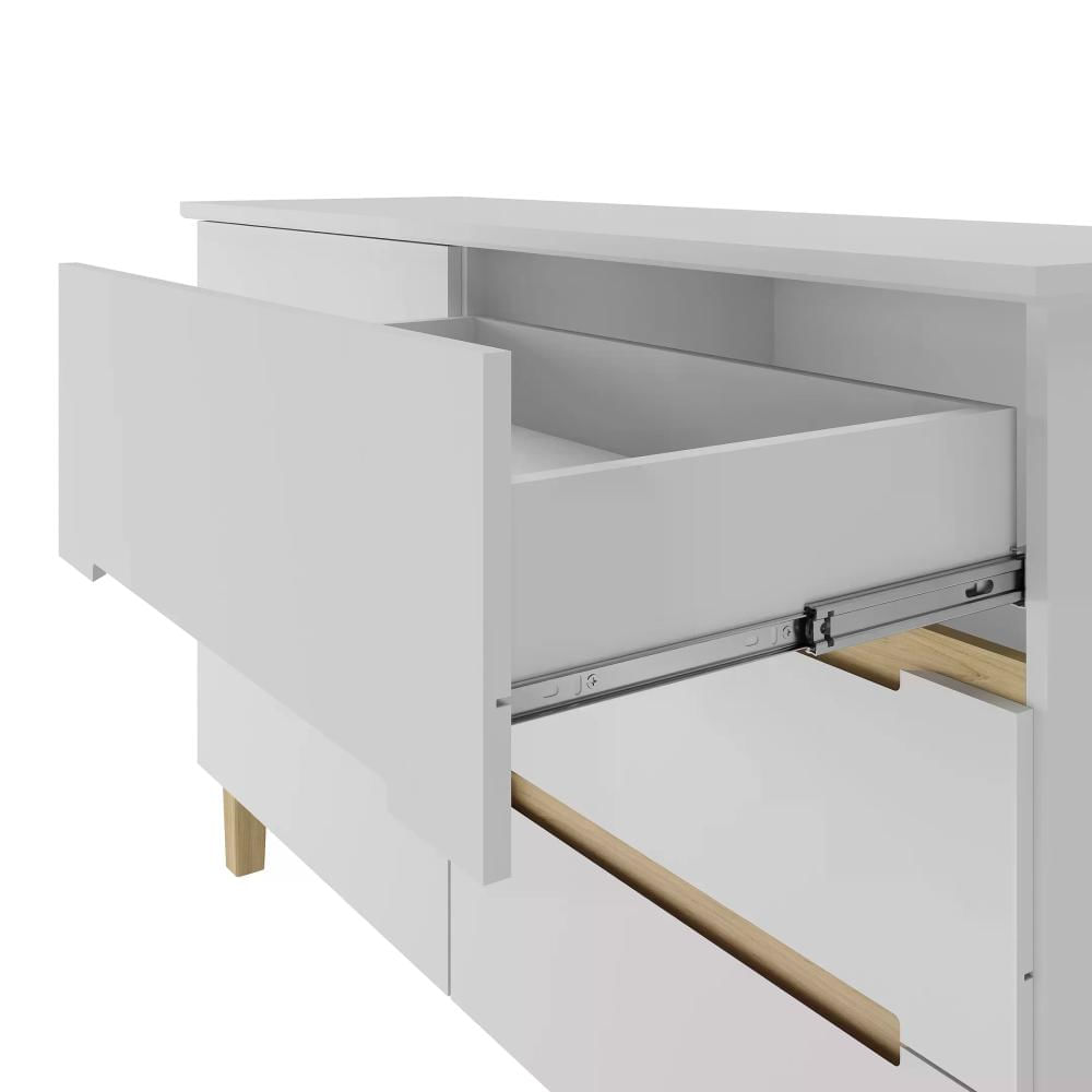 Cômoda 6 Gavetas 100% MDF Logan Mambel Branco/Olmo