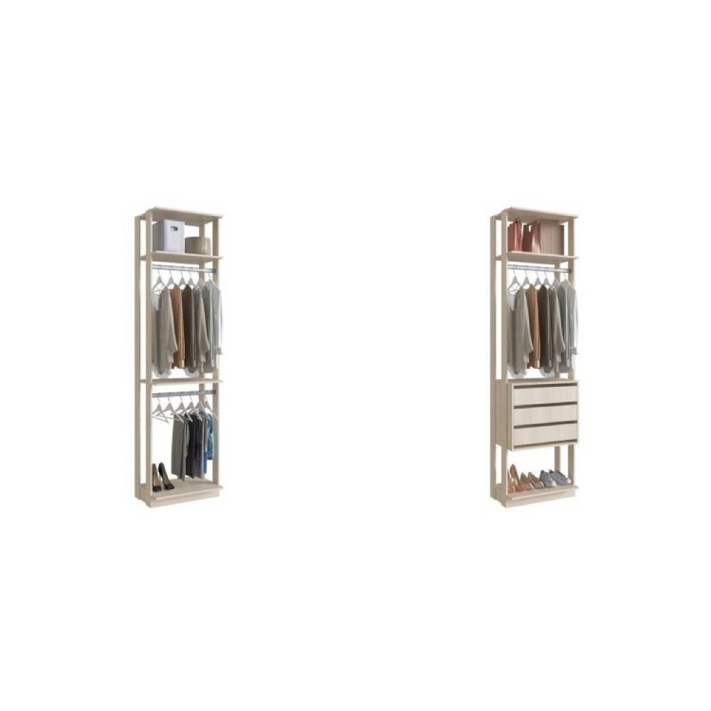 Guarda Roupa Closet 3 Gavetas e 3 Cabideiros Be Mobiliário Nature
