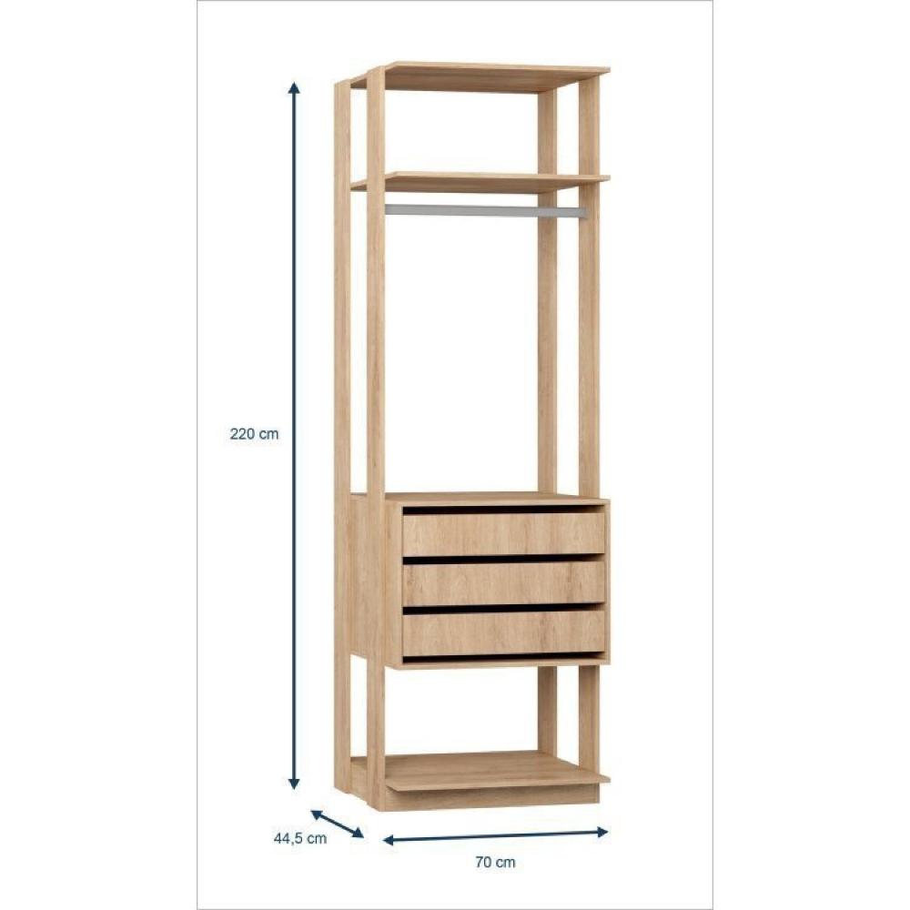 Guarda Roupa Closet 3 Gavetas e 3 Cabideiros Be Mobiliário Nature