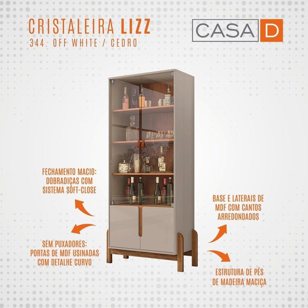 Cristaleira Lizz Casa D Off White/Cedro