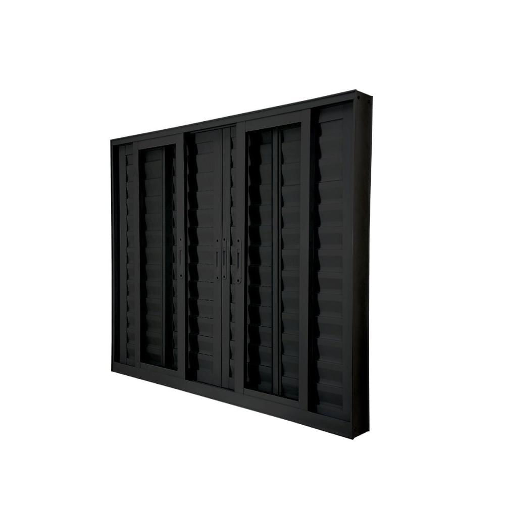 Janela Veneziana Abertura Central Premium 6 Folhas Vidro Liso 100x150cm CRV Portas e Janelas