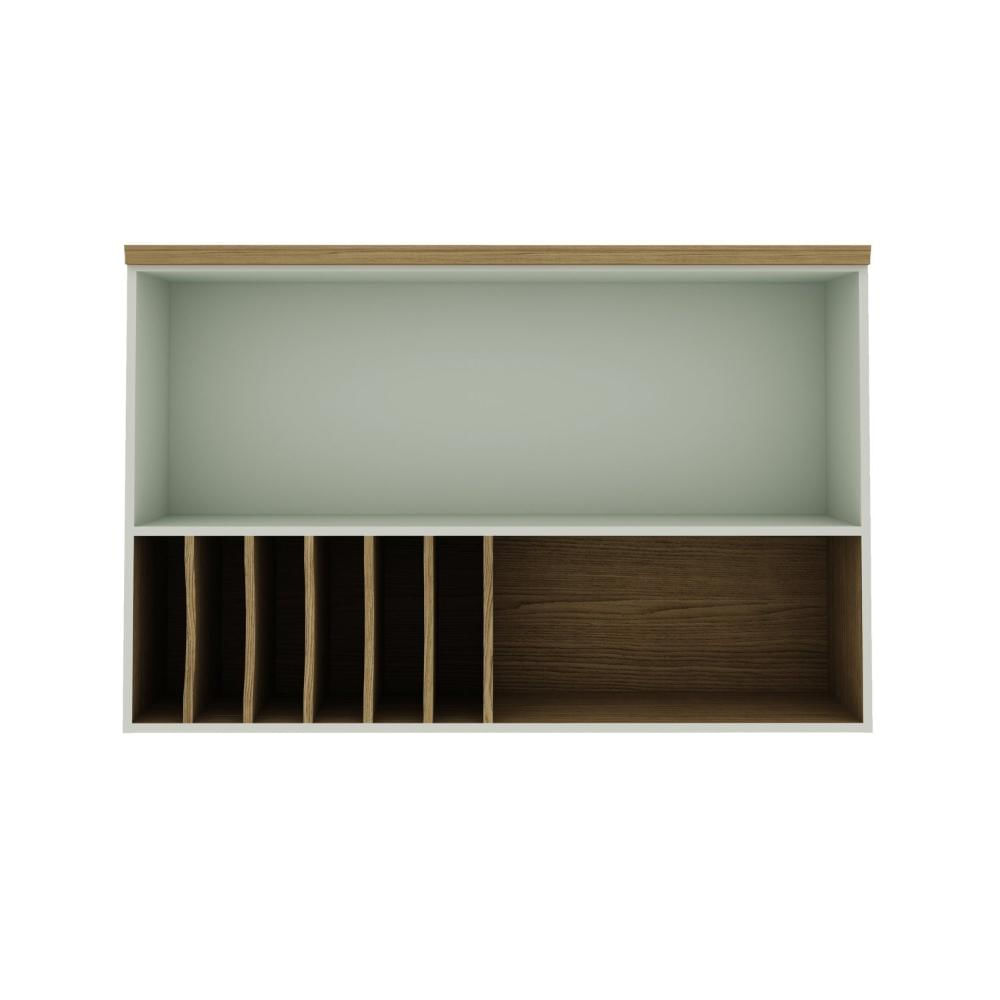 Armário Aéreo Para Cozinha com Porta de Vidro Provençal Iluminata Genialflex Verde Mint