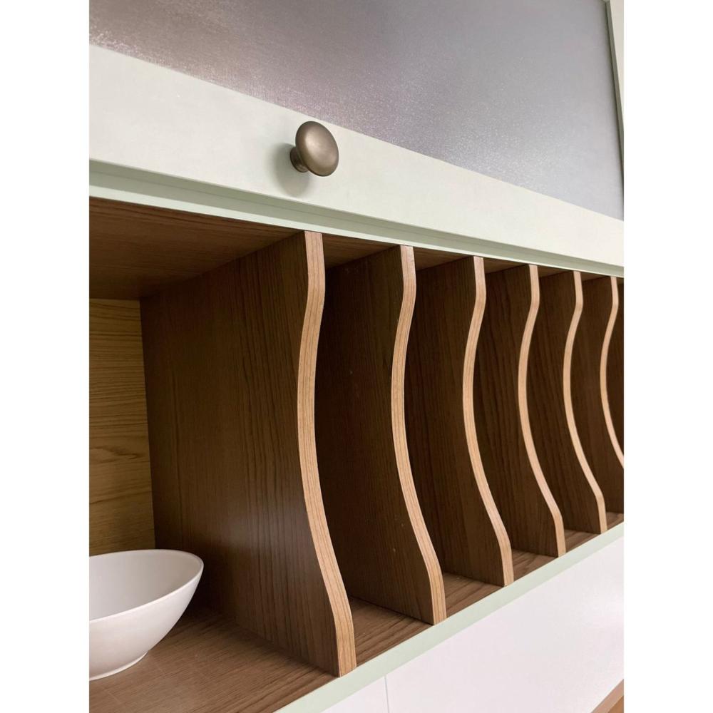 Armário Aéreo Para Cozinha com Porta de Vidro Provençal Iluminata Genialflex Verde Mint