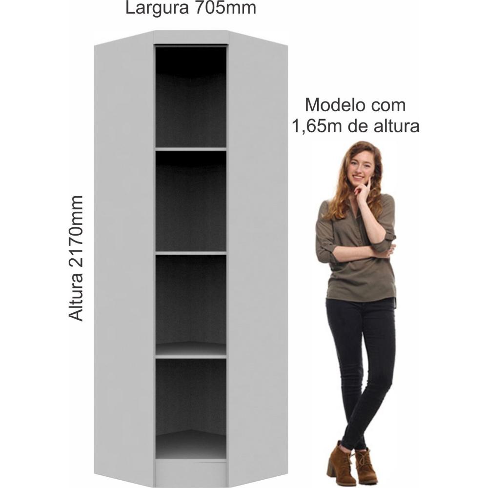 Armário Guarda Roupa de Canto Oblíquo 1 Porta Infinity Móveis Castro Macadâmia/Branco Line