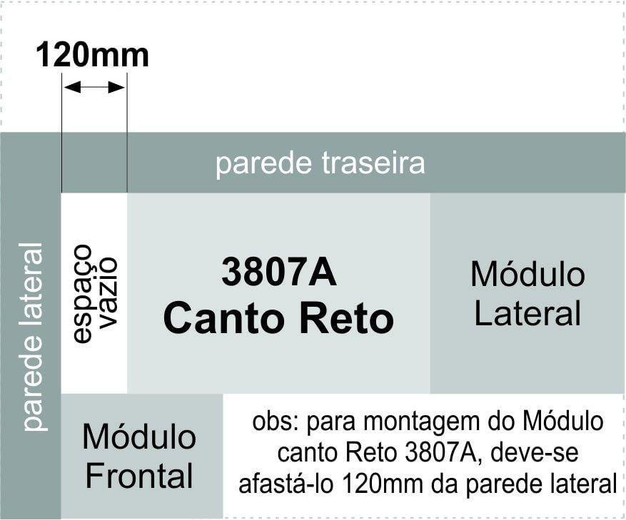 Módulo de Canto Reto 1 Porta Infinity Móveis Castro Branco Line/Pistache Line