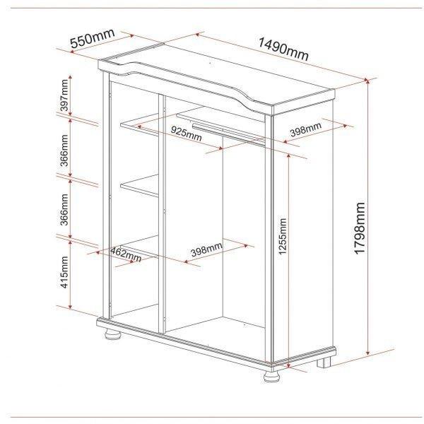 Guarda Roupa Solteiro 3 Portas 4 Prateleiras Madeira Maciça Provençal Bastian Inter Link Branco Lavado