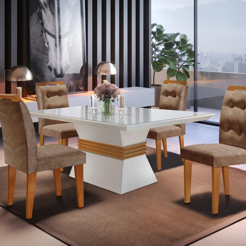 Conjunto Sala de Jantar Mesa e 6 Cadeiras Kate Espresso Móveis