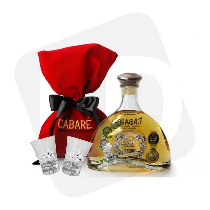 Cachaça Cabaré Premium+ Veludo Laço E 2 Copos Personalizados