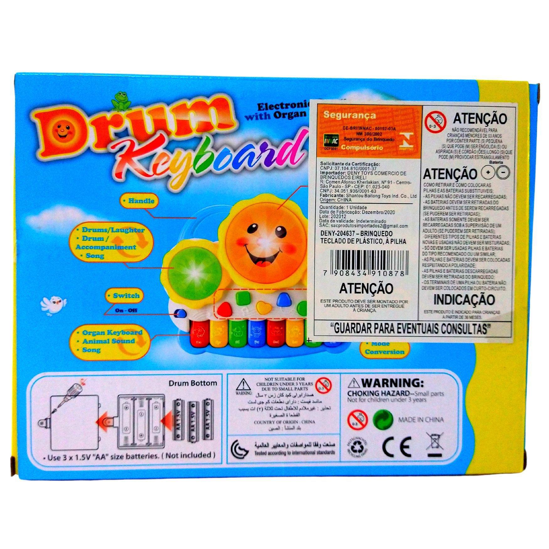 Teclado Piano Musical Bebê Brinquedo Infantil Drum Divertido