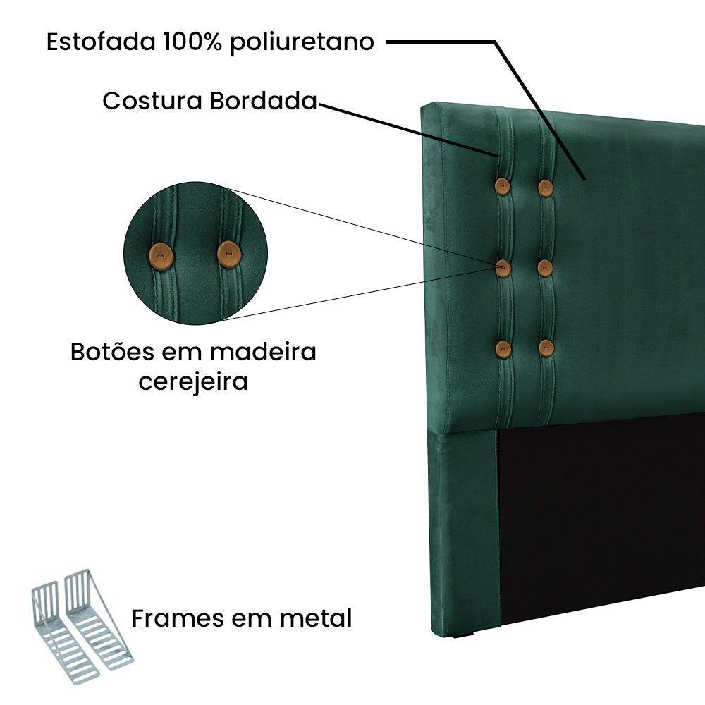 Kit Cabeceira Recamier Casal 1,40M Verde Floresta