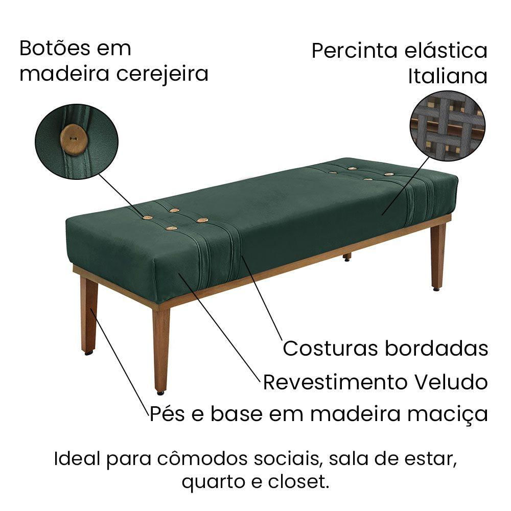 Kit Cabeceira Recamier Casal 1,40M Verde Floresta
