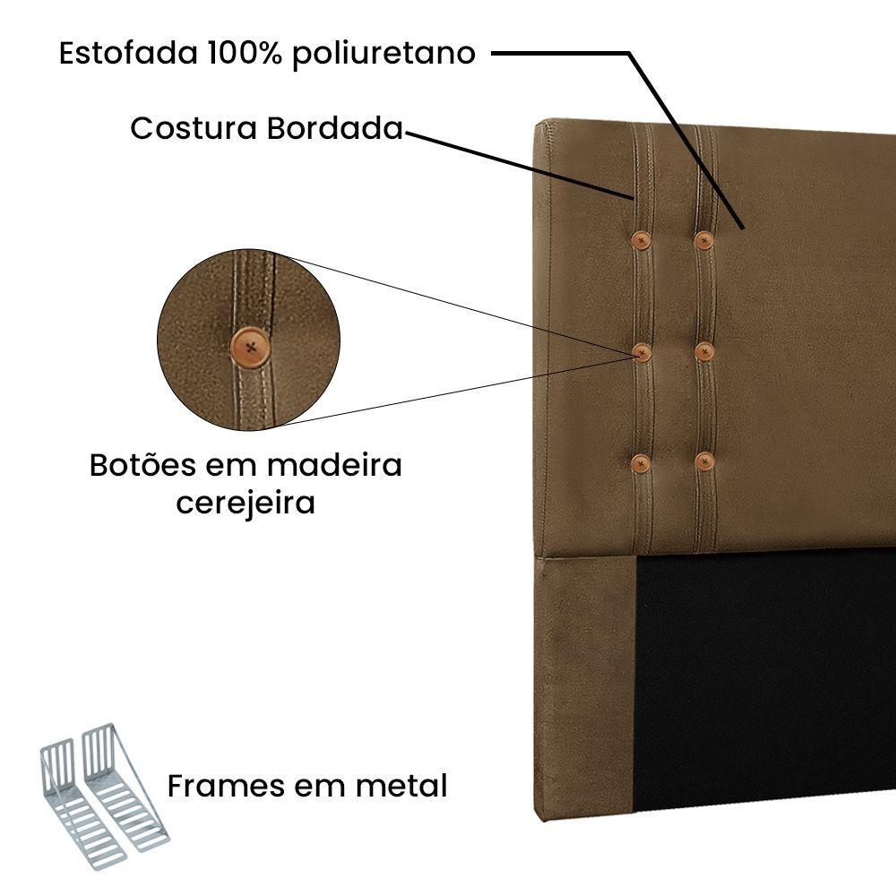 Kit Cabeceira Recamier Queen 1,60M Suede Caramelo