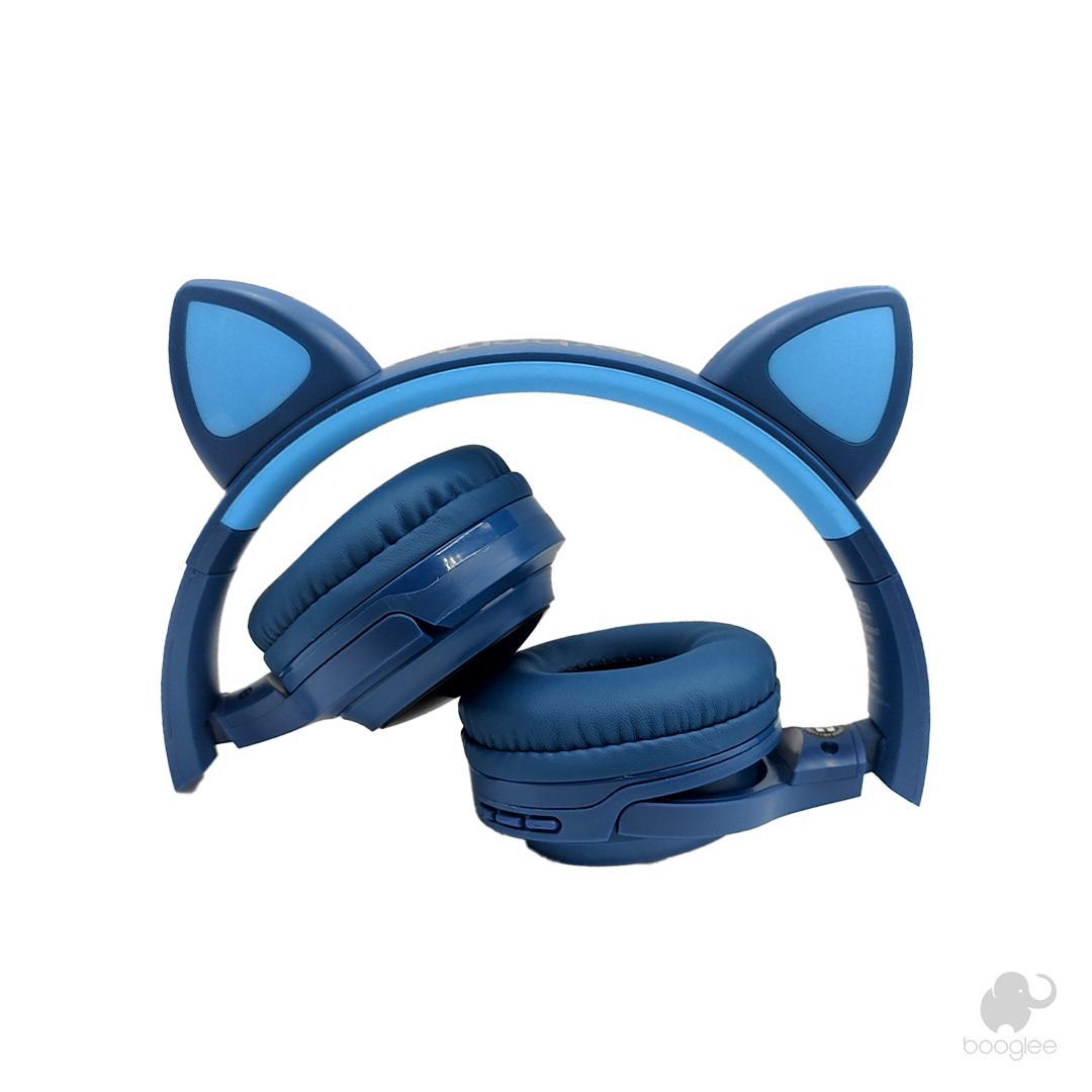 Headphone Orelha Gato Ear Cat Fone Ouvido Com Luzes Preto e Azul