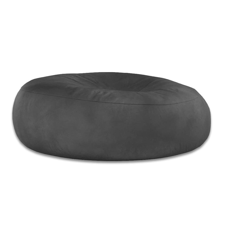 Puff Gigante Redondo Sem Enchimento Em Suede 1.40M Cinza
