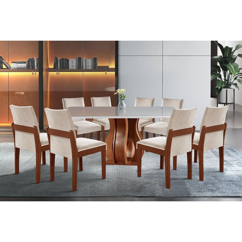 Conjunto Sala de Jantar Mesa Madeira Maciça Sarah e 8 Cadeiras