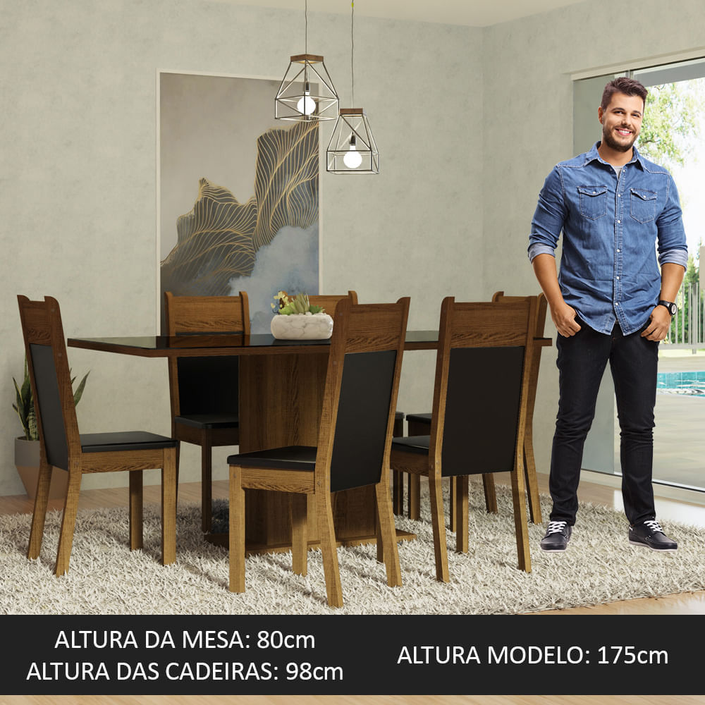 Conjunto Sala de Jantar Mesa 160 Cm Tampo MDF 6 Cadeiras Lupita Casa 812 -  Conjunto Sala de Jantar - Magazine Luiza