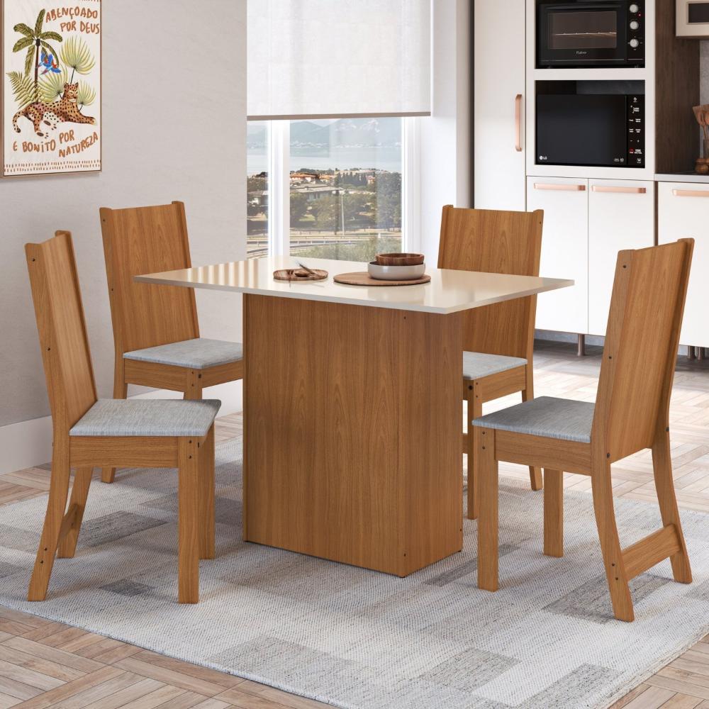 Conjunto de Sala de Jantar com Mesa e Quatro Cadeiras Marrons