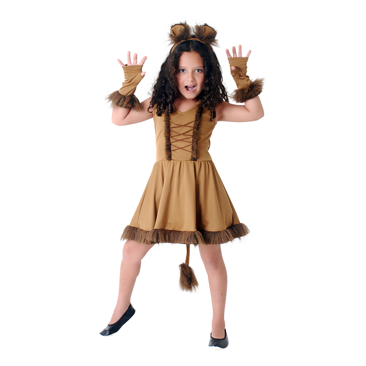 Fantasia Leoa Vestido Infantil Luxo - Carnaval