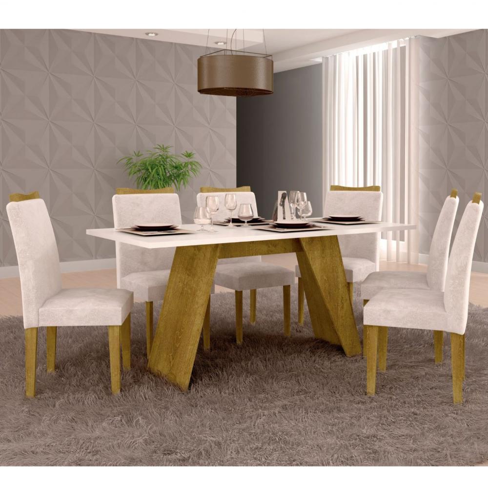 Conjunto Sala De Jantar Nápoles Tampo Vidro/MDF com 8 Cadeiras Luísa Smart  Plus Cel Móveis