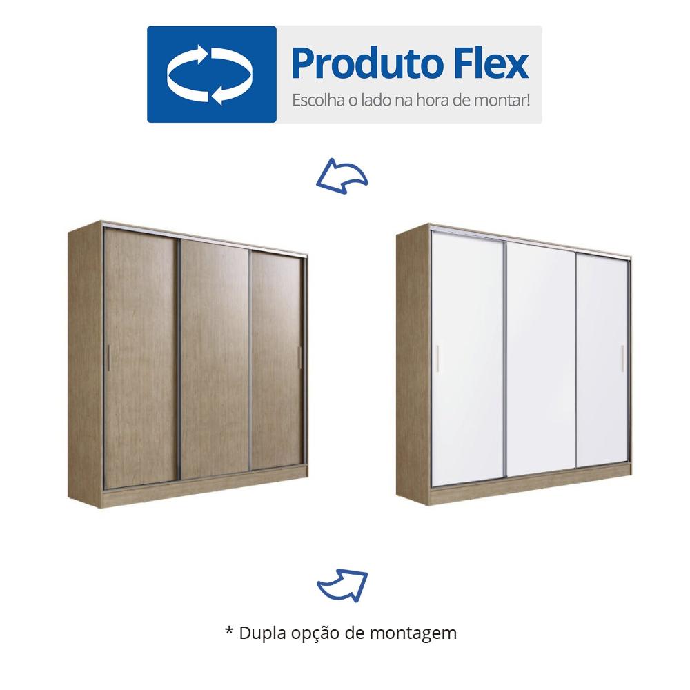 Guarda Roupa Casal 3 Portas com Espelho 4 Gavetas 100% MDF London Yescasa