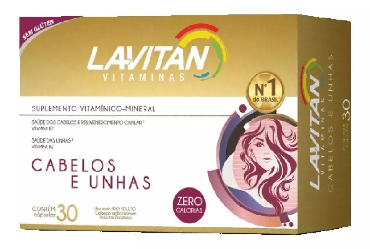 Kit 9 Lavitan Hair Com 30 Vitamina Força Cabelos Unhas Vitamina - Kit - Cápsulas - Lavitan - Lavitan hair - Nutrição - 40g - Neutro - Pequeno - Caixa - 9 unid