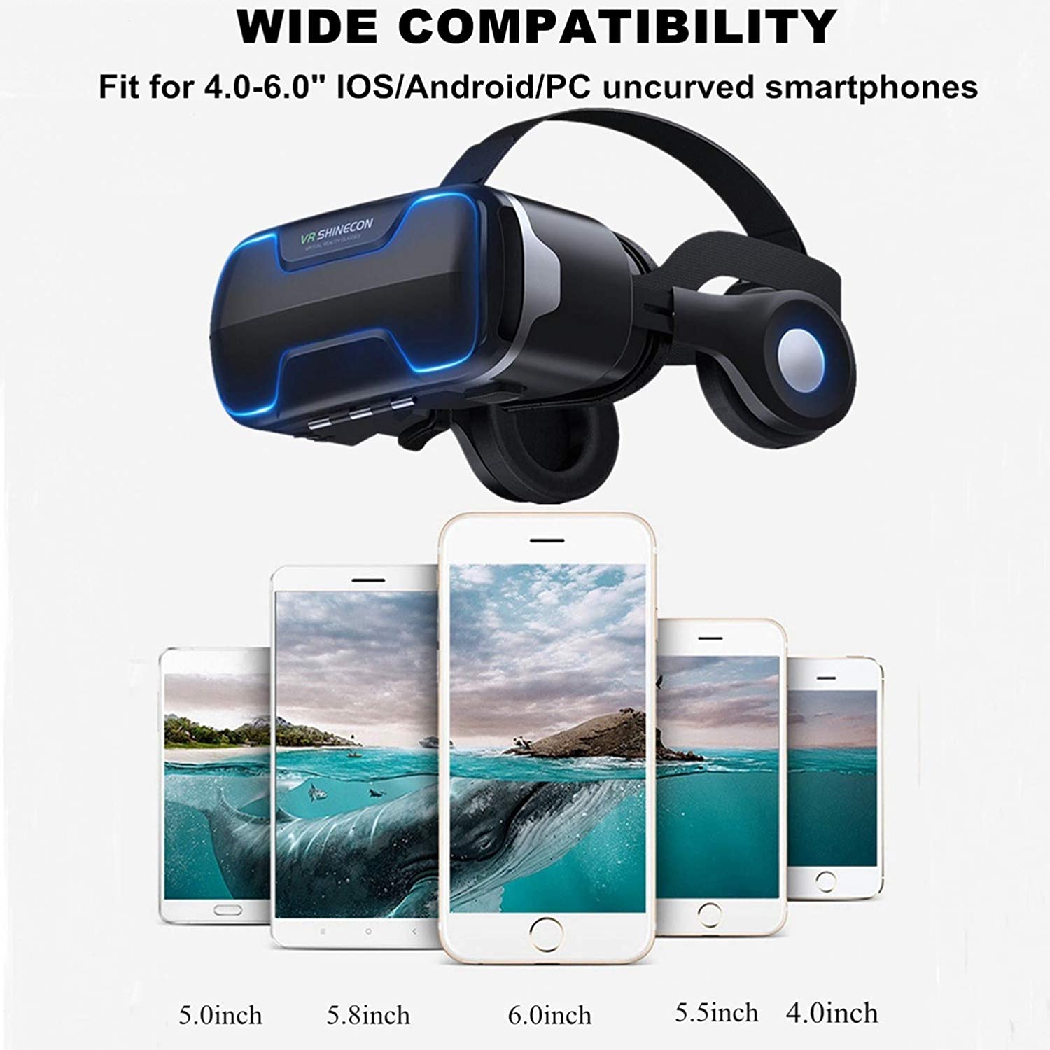 Fone Ouvido Realidade Virtual 3D VR Com Controle Remoto, Visualizador VR  Estéreo Para Filmes Jogos IMAX Óculos VR Sem Fio Bluetooth Compatível Com