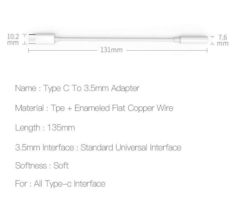 Adaptador Fone Ouvido Tipo C Para P3 Premium