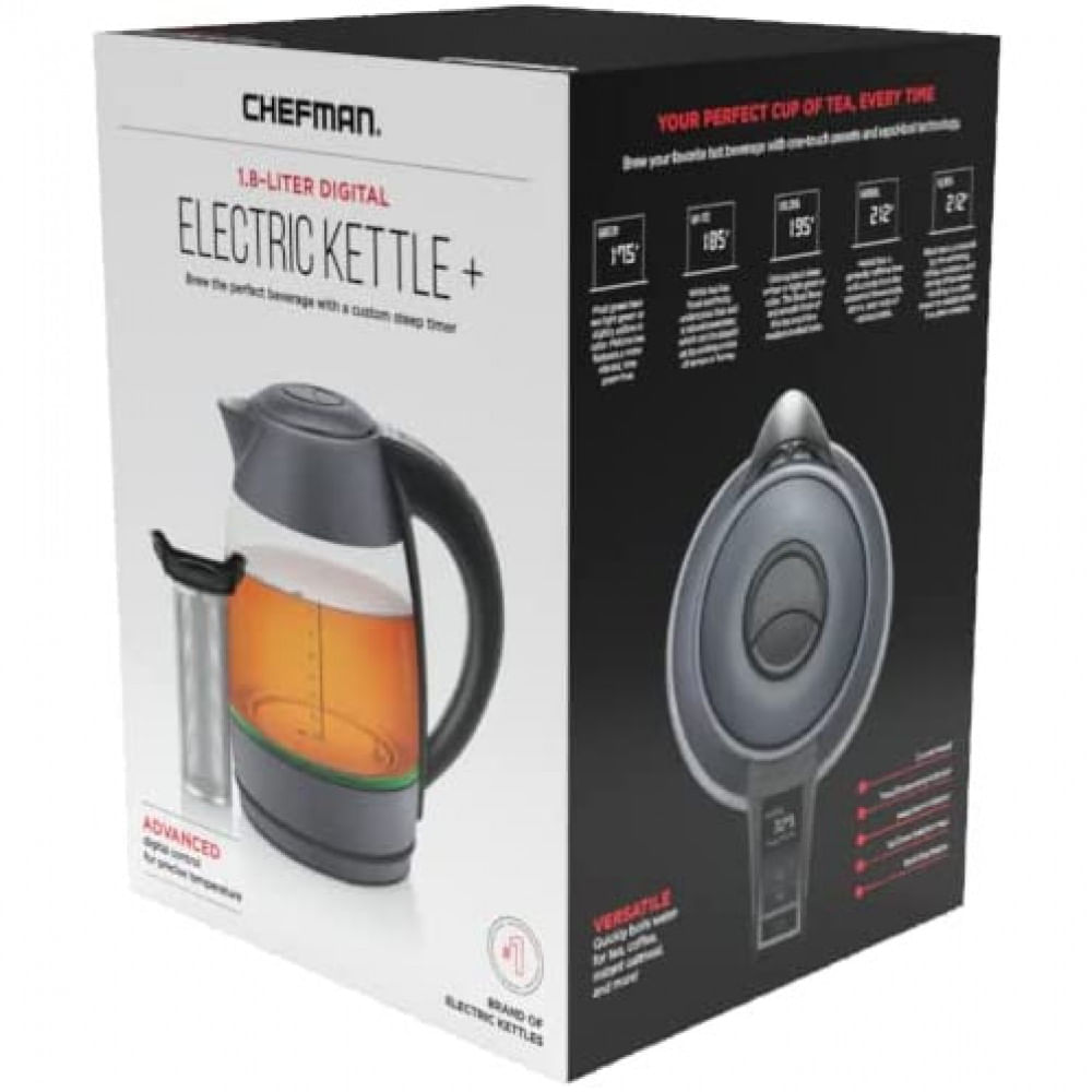 Chefman Digital Electric Kettle with Rapid 3 Minute Boil Technology, Custom  Steep Timer and Temperature Presets, Bonus Tea Infuser, Rust and
